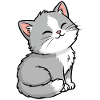 Grau-weißes Happy Kitten Kawaii-Porträt
