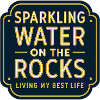 Sparkling water on rocks neon