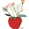 Erdbeere mit Blütenbouquet