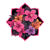 Hibiscus frame in neon pink