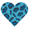 Blue Leopard Print Heart