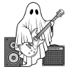 Ghost Playing Electric Bass Guitar - Halloween