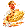 Pelmeni Pin-Up: Flying Dumpling Retro Art