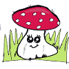 Winking mushroom with red hat