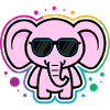 Rosa Elefant mit Brille