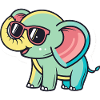 Éléphant pastel à lunettes