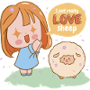 I Love Sheep Cartoon Girl
