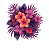 Fleurs tropicales en orange pourpre