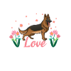 Liebe Schäferhunde mit Blumenmotiv