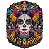 Tête de mort mexicaine sugar skull crâne fleurs