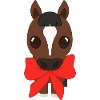 Bangs with red ribbon