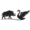 Sanglier et Cygne Silhouettes Noires