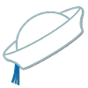 Weißer matrosenhut mit blauem Band