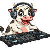 DJ Cow Cartoon Farm Party Motif
