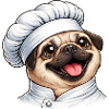 Cute Pug Chef Cartoon Motif