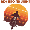 Motard au coucher du soleil