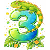 Green Dino Three in tropical splendour