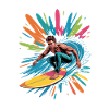 Colorful Surfer Watercolors Splashes Graffiti