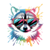 Colorful Raccoon Watercolors Splashes Graffiti