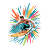 Colorful Surfer Watercolors Splashes Graffiti