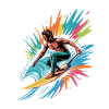 Colorful Surfer Watercolors Splashes Graffiti