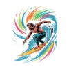 Colorful Surfer Watercolors Splashes Graffiti
