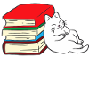 Cat and Books Cozy Stack