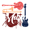 Vivid Music Motif with Instruments