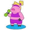 Bodybuilder cochon avec haltères