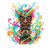Tiki Maske im Farbschwall