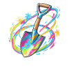 Farbexplosion Gartenschaufel Illustration