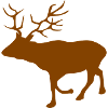 Braun Hirschsilhouette im Wald