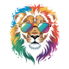 Colorful Lion Watercolor Splash Graffiti