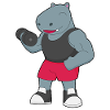 Hippopotamus Bodybuilder Dumbbell Bodybuilding