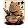 Capybara Ramen Art with Chopsticks