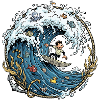 Surfeurs, surfeurs et la mer