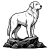 Dog Pyrenean Mountain Patou on Rock