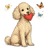 Poodle with heart and butterflies