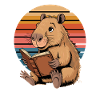 Reading Capybara Retro Sunset for