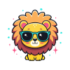 Kawaii chic Lion with blue glasses