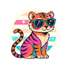 Neon Tiger with Retro Glasses