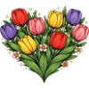 Rainbow Tulip Heart Bouquet
