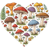 Mushroom Heart Forest Mosaic