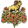 Aries Ram Floral Crest