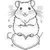 Cute hamster with heart frame
