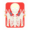Skeleton Peace Sign on Red