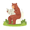 Bjørn læser avis på toilettet