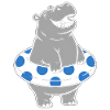 Hippopotamus with polka float ring