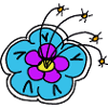Blue Flower Floral Motif Retro Flower