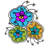 Farbenfrohe Blumen Blume Blumenstrauß Retro   